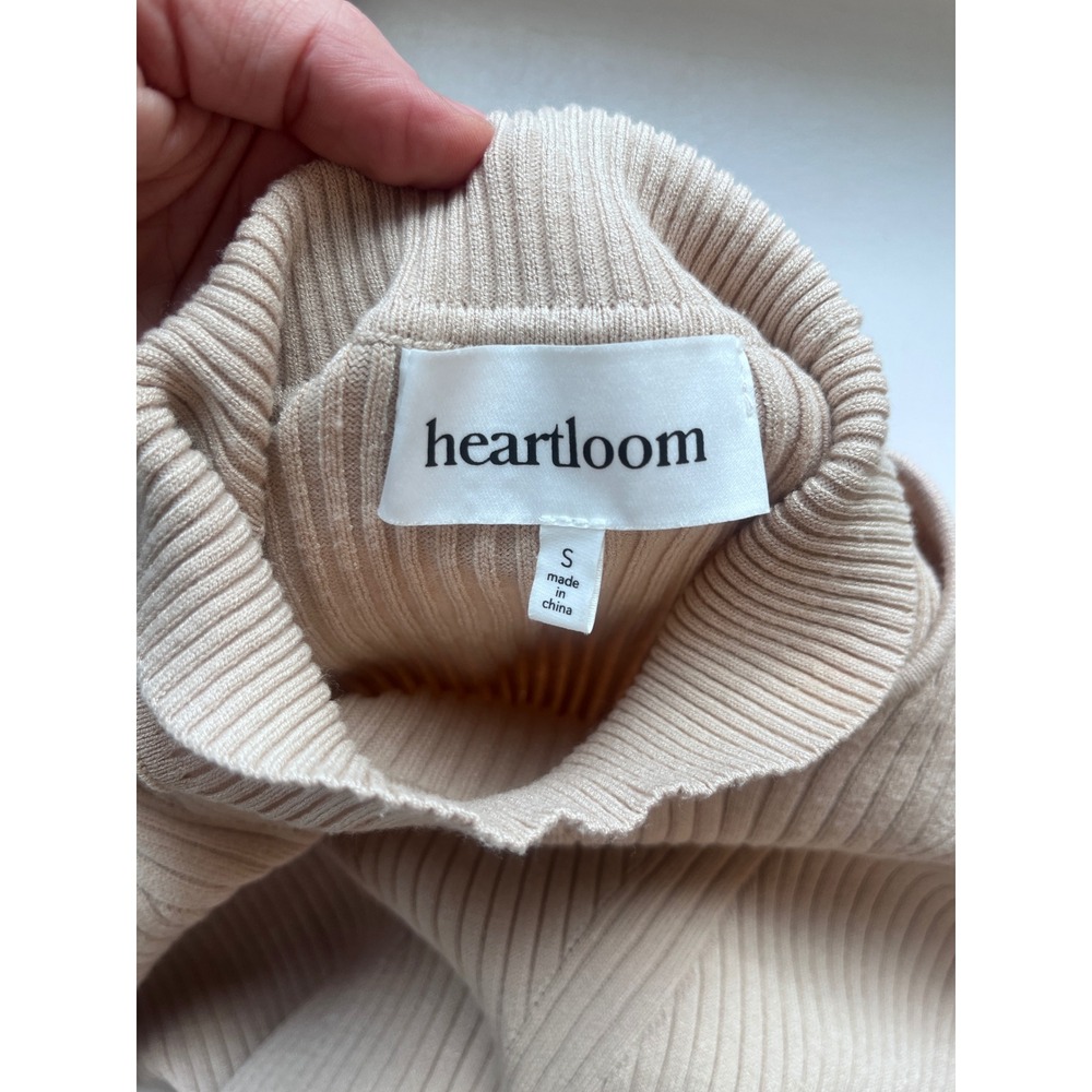 Heartloom Ribbed Mock Neck Cutout Midi Dress Beige Size S - Picture 4 of 5